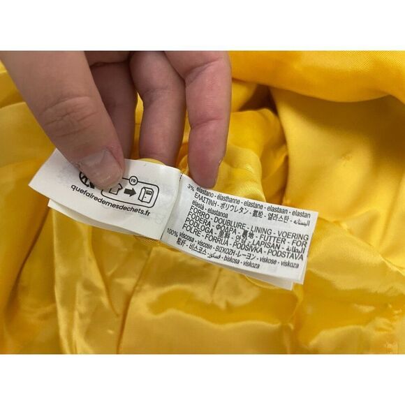 Zara Womens Blazer M Yellow Double Breasted Tuxedo Polyester Jacket 2665/797 NWT - Picture 12 of 16